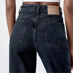 ZARA NWT Black High Rise Ankle Length Classic Mom Fit Jeans Size 6